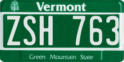 VT license plate ZSH763