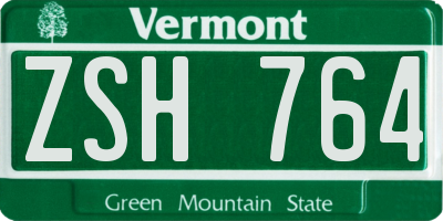 VT license plate ZSH764