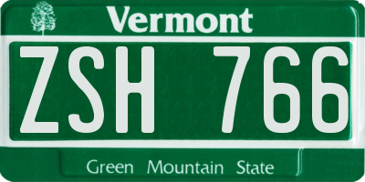 VT license plate ZSH766