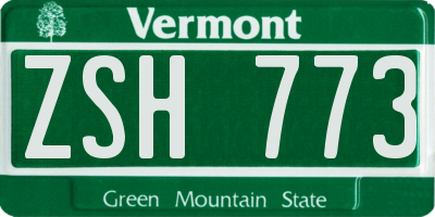 VT license plate ZSH773