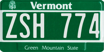 VT license plate ZSH774
