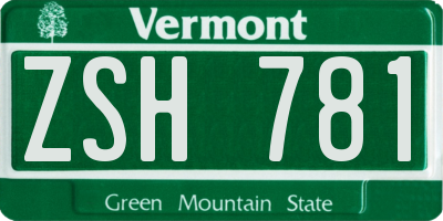 VT license plate ZSH781
