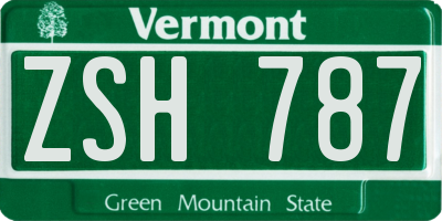 VT license plate ZSH787