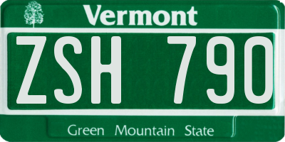 VT license plate ZSH790