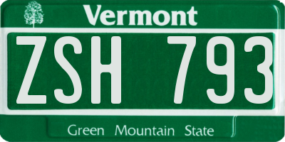 VT license plate ZSH793