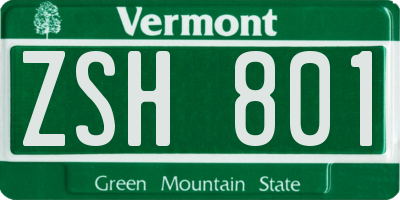 VT license plate ZSH801