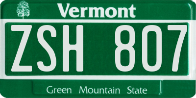 VT license plate ZSH807