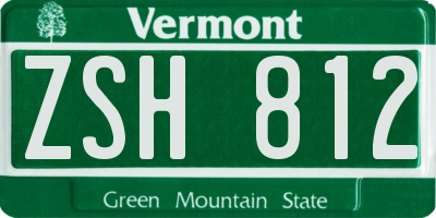 VT license plate ZSH812