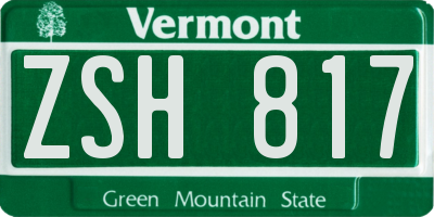 VT license plate ZSH817