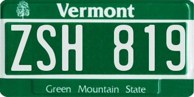 VT license plate ZSH819