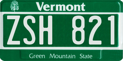 VT license plate ZSH821
