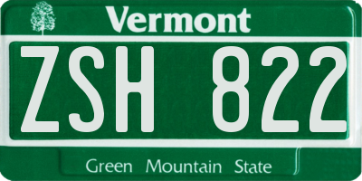 VT license plate ZSH822