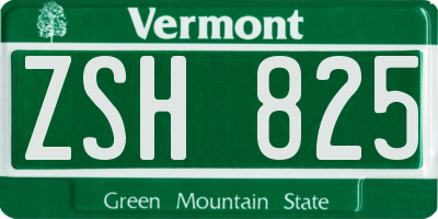 VT license plate ZSH825