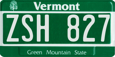 VT license plate ZSH827