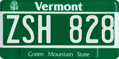 VT license plate ZSH828