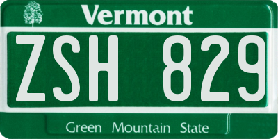 VT license plate ZSH829