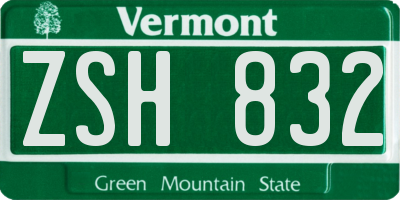 VT license plate ZSH832