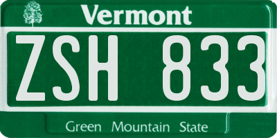 VT license plate ZSH833