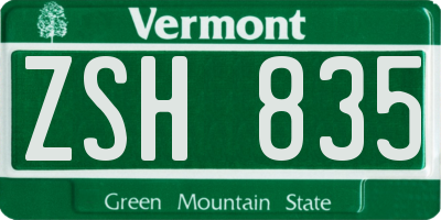 VT license plate ZSH835