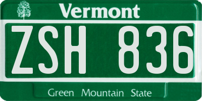 VT license plate ZSH836