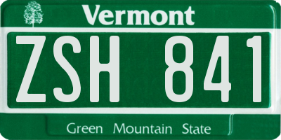 VT license plate ZSH841