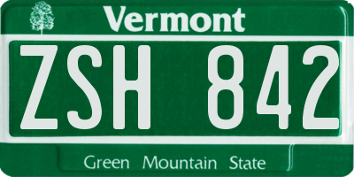 VT license plate ZSH842