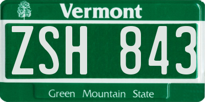 VT license plate ZSH843