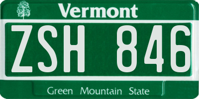 VT license plate ZSH846