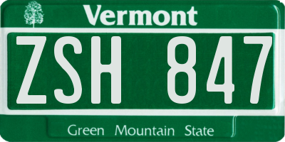 VT license plate ZSH847