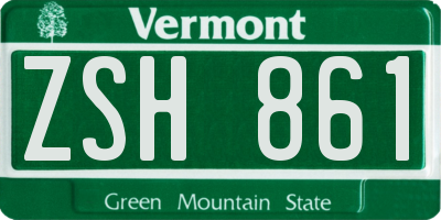 VT license plate ZSH861