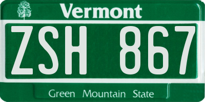 VT license plate ZSH867