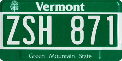 VT license plate ZSH871
