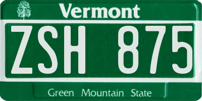 VT license plate ZSH875