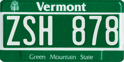VT license plate ZSH878