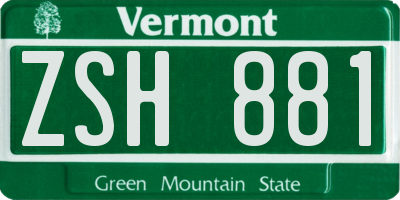 VT license plate ZSH881