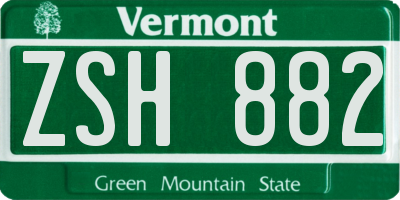 VT license plate ZSH882