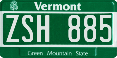 VT license plate ZSH885