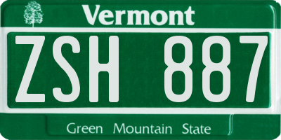 VT license plate ZSH887