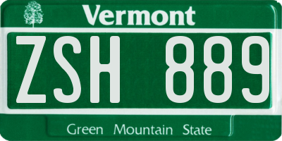 VT license plate ZSH889