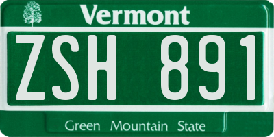 VT license plate ZSH891