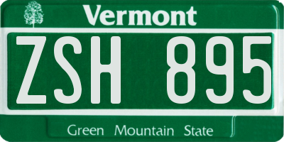 VT license plate ZSH895