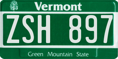 VT license plate ZSH897