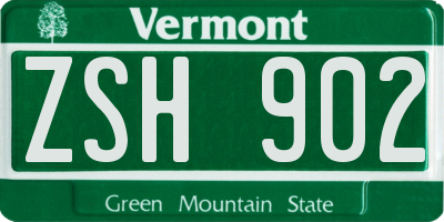 VT license plate ZSH902
