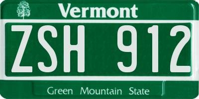 VT license plate ZSH912