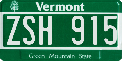 VT license plate ZSH915