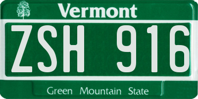 VT license plate ZSH916