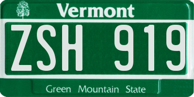 VT license plate ZSH919
