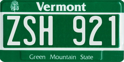 VT license plate ZSH921