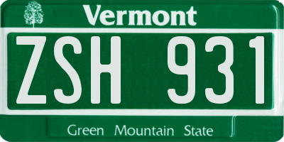 VT license plate ZSH931