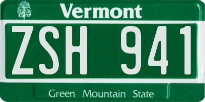 VT license plate ZSH941